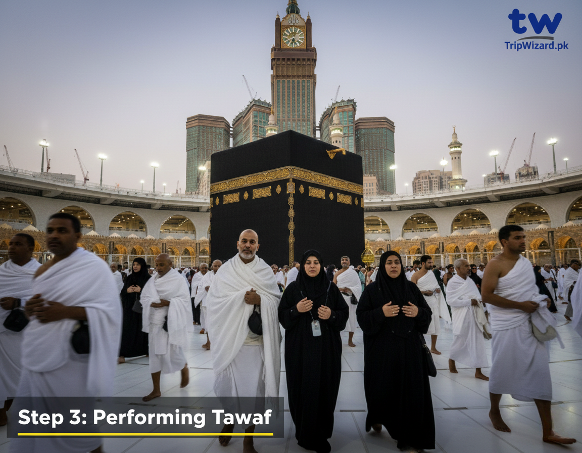 Performing Tawaf al-Umrah Performing Tawaf al-Umrah